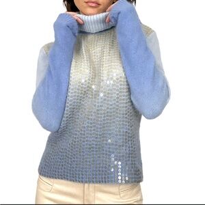 Angora and lambswool sequin turtleneck ombré sweater